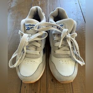 Reebok Kids Light Gray & White Retro Sneakers with Blue Logo